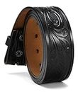 CHAOREN Western Belts for Men without Buckle - Cowboy Belt 1.5" Full Grain Leather Belt for Jeans - One Solid Piece Leather