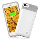 DOKYW Battery Case for iPhone 8/7/6s/6/SE(2020/2022), 6000mAh Portable Rechargeable Protective iPhone 8/7/6/6S/SE Charging Case, Extended Smart Battery Charger Case for iPhone Se 2020, White