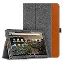 Fintie Folio Case for All-New Amazon Fire HD 10 and Fire HD 10 Plus Tablet (Only Compatible with 11th Generation 2021 Release) - Slim Fit Standing Cover with Auto Sleep/Wake, Gray/Brown
