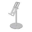 Techzere Anodised Aluminium Height Adjustable Holder Stand for Tablets & Smartphones (Silver)