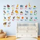(Dw-1614) - Decowall DW-1614 Colourful Animal Alphabet ABC Kids Wall Stickers Wall Decals Peel and Stick Removable Wall Stickers for Kids Nursery Bedroom Living Room (Medium)