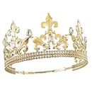 LEEMASING Royal King Crown - Tiaras da uomo in metallo, per Natale, matrimoni, balli, concorsi, feste di compleanno, fotografia (oro), M