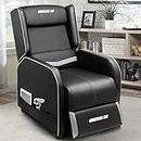 BOSSIN Gaming Recliner Chair for Adults 400lbs Racing Style Sofa Big and Tall PU Leather Recliner Seating Modern Ergonomic Lounge Recliner Chair Comfortable Home Movie Theater for Living Room(Gray)