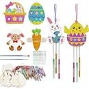 HBell Easter Wooden Wind Chime Kits,Easter Wooden Ornaments Wood Crafts DIY Windchimes Set for Kids Easter Party Supplies Kids Painting Arts Crafts Spring Home Garden Decor (Rabbit&Chick)