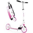BELEEV V5 Scooter Adults' Kick Scooter with 2 Wheels, City Scooter with Suspension Quick Release Folding System, 4 Height Adjustable, Big 200 mm Wheels for Children Teenagers, up to 100Kg(Pink)