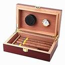 Handmade Cigar Humidor Cigar Box Wood Humidor Holds 10-20 Cigars Desktop Box Humidor with Hygrometer and Humidifier Front-Mount Clasp Lock