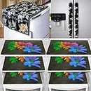 KANUSHI Industries® PVC Fridge Mats Set of 6 / Refrigerator Mats+1 Pc Fridge Cover/Refrigerator Cover+2 Fridge/Refrigerator Handle Cover (FRI-Black-Small-LEVS+2-Handle+M-24-06)