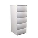 WHATSIZE ENTERPRISE – Moderna – Large Chest of Drawers – Contemporary 5 Drawer Tall Dresser & Filing Cabinets - Office, Lounge & Bedroom Furniture Storage Cabinet, White