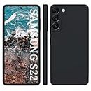 LOXXO® Liquid Silicone Case with Microfiber Cushioning Compatible for Samsung Galaxy S22 5G Shockproof Slim Back Cover, Gel Rubber Full Body Protection (Black)