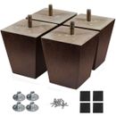 3 inch Wood Furniture Legs Sofa Legs Set of 4 Square Replacement Legs Brown 