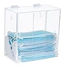 Aphbrada Mask Dispenser Box Holder Acrylic Glove Rack Hygiene Station with Lid, Countertop/Wall Mount Storage Container for Disposable Masks, Gloves, Napkin, Hairnet, Shoe Cover, Clear