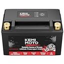 KEMIMOTO Lithium Motorcycle Battery YTX9-BS/YTX7A-BS, LiFePO4 12v Lithium Battery 4Ah with 5 Spacers, Generator Battery with Pure Copper Terminal, Compatible with Motorcycle Lawn Mower ATV UTV Can-Am