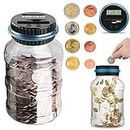 Digital Coin Bank Jar Coin Counter Storage, Canadian Coin Piggy Saving Bank, 1.8L Money Saving Box Jar Bank Identify Canadian Coins with LCD Battery Coin Counter for Kid Adult Boy Girl as Birthday, Christmas Gift Gift