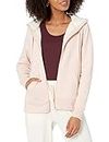 Amazon Essentials Women's Sherpa-Lined Fleece Full-Zip Hooded Jacket (Available in Plus Size), Light Pink, Large