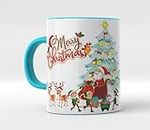 Sawardawalas Christmas Mug, Christmas Decoration Items, Christmas Gift, Mug Christmas Coffee Mug, Christmas Gift Item, Santa Gift (330Ml) (Blue)