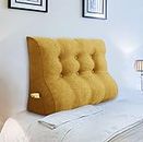 Johnear Cuscino lombare per divano, letto, schienale grande, in lino, per lettura, testiera alta, doppiopetto, cuscino da parete (giallo, 100 x 26 x 55 cm)