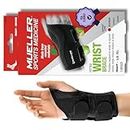 MUELLER Sports Medicine Green Fitted Wrist Brace for Men and Women, Support and Compression for Carpal Tunnel Syndrome, Tendinitis, and Arthritis, Right Hand, Black, Large/X-Large