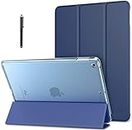 ProElite Smart Flip Case Cover for Apple iPad 9.7 inch 5th/6th Gen Air 1 Air 2 A1822 A1823 A1893 A1954 with Stylus Pen, Transparent Back, Dark Blue