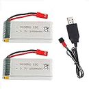 3.7V 1800mah Lipo Battery 25C JST Plug for RC Quadcopter Drone Battery 2 Pack with USB Charger