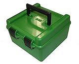 MTM 100 Round Deluxe Handled Magnum Flip-Top Rifle Ammo Case, Unisex-Adult, MTM 100 Round Deluxe Handled Magnum Flip-Top Rifle Ammo Case (Green), R-100-MAG-10, Green, 100 Rounds