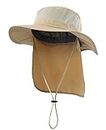Decentron Mens Fishing Hat with Neck Protection UPF 50+ Sun Bucket Hat for Outdoor Hunting Gardening Khaiki Khaki