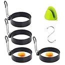 Egg Ring,LeeLoon 4 Pack Stainless Steel Egg Ring Molds With Non Stick Metal Shaper Circles For Fried Egg McMuffin Sandwiches,Frying Or Shaping Eggs,Breakfast Household Kitchen Cooking Tool Omelette