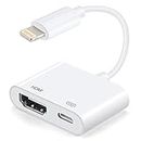 Lightning to HDMI Adapters with Lightning Digital AV Adapter 1080P Video & Audio Sync Screen Converter, Compatible with iPhone 12/11 /X /8Plus / iPad/iPod to HDMI - White