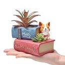 Varkaus Designer Handcrafted ucculent Planter for Indoor Plants - Resin Blue Bear Planters Table Top Decorative Gardening Pot for Living Room, Home & Office Decoration (Double Book Pot)