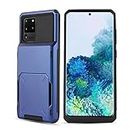 Asuwish Phone Case for Samsung Galaxy S20 Ultra 5G with Tempered Glass Screen Protector and Credit Card Holder Slot Hybrid Protective Cell Cover S20ultra 20S S 20 A20 S2O 20ultra G5 Women Men Blue