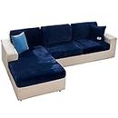 MIFXIN Couch Cushion Slipcover Sofa Cover Velvet Stretch Universal Wear-Resistant L Shape Sectional Sofa Chaise Seat Cover Furniture Protector with Elastic Bottom (Navy, Chaise Cover)