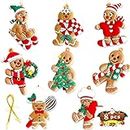 8PCS Christmas Gingerbread Ornaments, Ginger Man Clay Figurine with Strings Hanging Ornaments for Xmas TreeHoliday Party Festive Season Birthday Gift