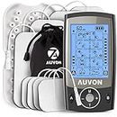 AUVON Dual Channel TENS Machine for Pain Relief, TENS Unit Muscle Stimulator with 20 Modes, 2" and 2"x4" TENS Pads Replacement (Black)