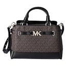 Michael Kors handbag for women Reed small belted satchel, Brown Black, Small