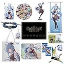 LimuToy Genshin Impact Box - Including Genshin Impact Figure Blind Box , Canvas Tote Bag ,Flag, Stand Figure ,Mouse pad,Keychain, Weapon ,Bracelet , Stickers Pack,TCG Cards ,Brooch (Ganyu)