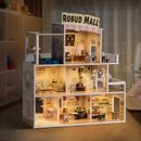 Robud Wooden Doll House Shopping Mall for Kids Toddler with DIY Furniture Gift