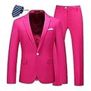 MOGU Mens Slim Fit 2 Piece Suit One Button Notch Lapel Tuxedo for Prom (Suit Jacket + Pants), Hot Pink, 36
