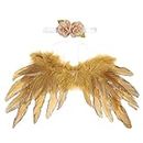 Enakshi Baby Girl Flower Headband+Angel Feather Wing Photo Prop Outfit Gold | Home & Garden | Greeting Cards & Party Supply | Other Gift & Party Supplies