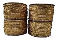 Sabhyatam Set of 4 (Apprx. 12 Mtr each) Golden Fancy Zari Thread Dori Lace for Art and Craft, Boutique/Tailoring/Sewing work, Bead Art, Piping, Handicrafts, DIY Projects, Saree or Blouse Border Lace Work.