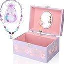 hombrima Music Jewellery Box Gift Set with Necklace Bracelet, Musical Jewelry Storage Case with Spinning Ballerina for Kids Girls Children Daughter