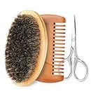 Face Massager Groooming Appliance Tool Men Cepillo de afeitar de limpieza de barba facial(Beard Brush + Comb + Scissors)