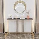 Priti Entryway Console Table: Black Engineering Wood Tabletop Long Table with Golden Frame - Narrow Side Table Behind Sofa for Hallway Foyer, 40x12x31 inch