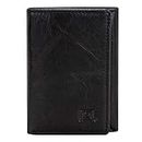 ID Stronghold Slim RFID Blocking Trifold Wallet for Men - Genuine Buffalo Leather - Black