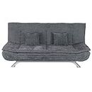 INMOZATA Linen Fabric Sofa Bed Double 3 Seater Recliner Sofa 188cm Spring Corner Couch Lounge Sofa Bed with Two Cushions/Chrome Legs for Living Room Bedroom Home Office Furniture Grey (Linen)