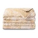 VOTOWN HOME Comfort - Manta lujosa de piel sintética, mullida y suave, para sofá y cama, 220 x 240 cm, color beige