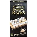 Wood Domino Racks, Set of 4 Trays for Mexican Train and Other Dominoes Games, for Families and Kids Ages 8 and up
