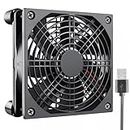 WDERAIR 120mm 5V Quiet USB Powered Computer Cooling Fan with Multi-Speed Controller for Router Modem Xbox TV Box DVR Playstation Receiver and Other Electronics Cooler