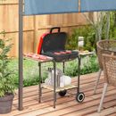 Charcoal BBQ Trolley Barbecue Grill Patio Heat Resistant Rolling Red