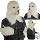 Maschera e guanti passeggino francese cane testa piena costume animale accessorio bianco