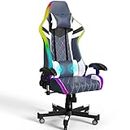 Homall Gaming Stuhl mit LED, 150 kg Belastbarkeit, Ergonomischer Bürostuhl RGB Beleuchtung und Lendenwirbelstütze, Gamer Sessel mit PU Leder
