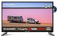 ENGLAON 24 Inch Full HD Smart TV with LED Android 11 12V Display and Built-in DVD Player & Chromecast & Bluetooth for Caravan Motorhome Camper or RV